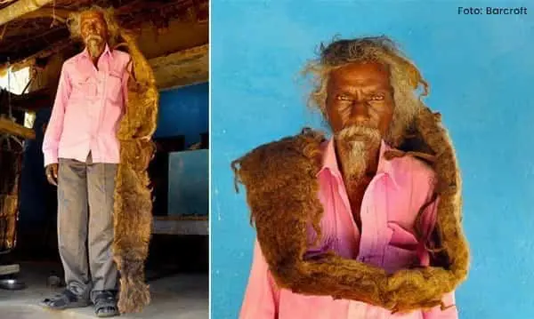 Homem Indiano Deixa Cabelos sem Lavar por 40 Anos
