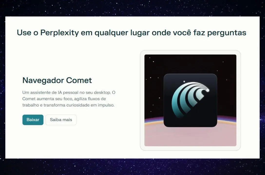 Perplexity libera gratuitamente o navegador de IA Comet