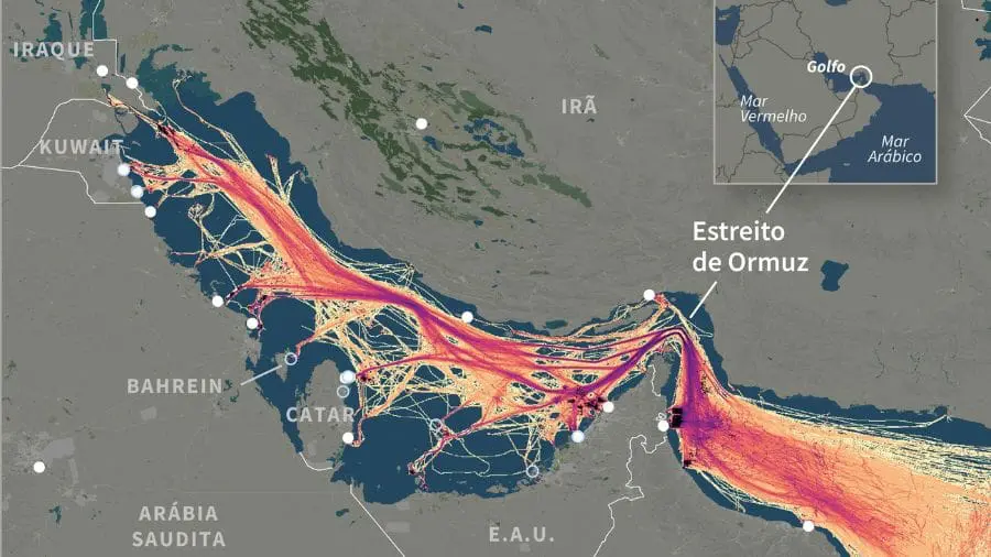 Pelo Estreito de Ormuz passam cerca de 20% a 30% de todo o petr&oacute;leo consumido no planeta