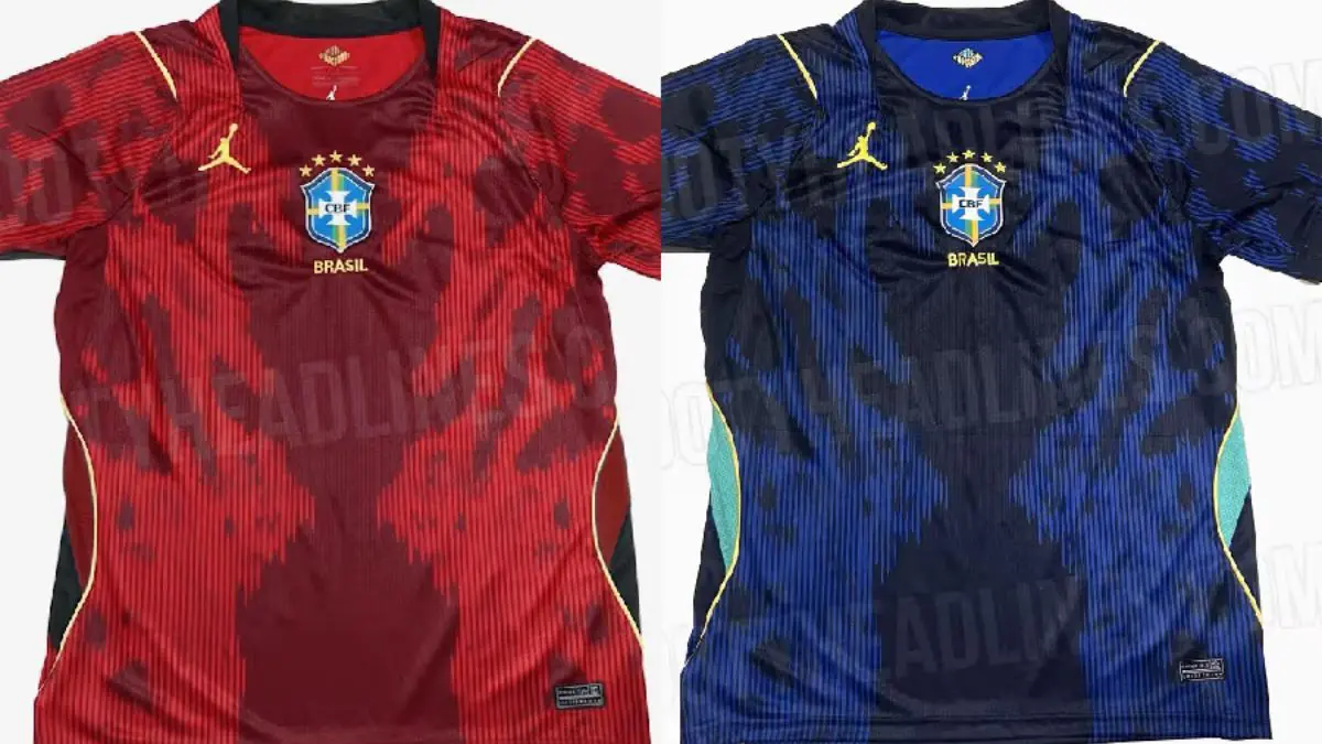 Como seria a camisa vermelha do Brasil. Foto: Divulga&ccedil;&atilde;o/Footy Headlines