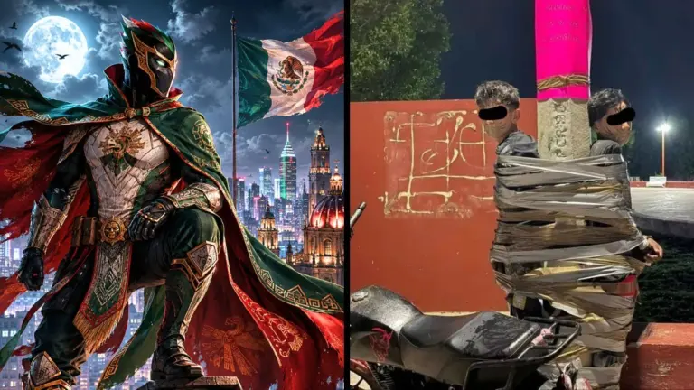 ‘Batman’ mexicano amarra suspeitos em postes usando fita adesiva