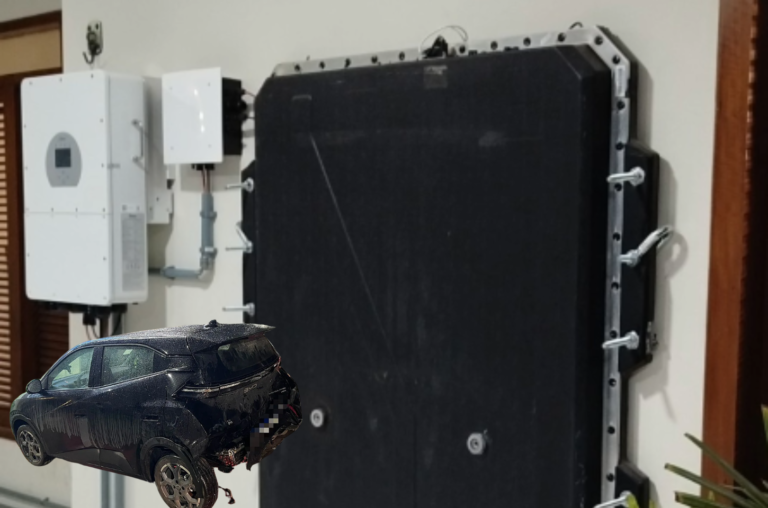 Brasileiro usa bateria de BYD que faz 14 horas de energia em casa