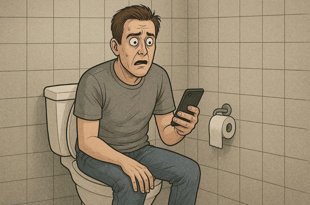 Homem fica paralisado após usar celular no banheiro por 30 minutos