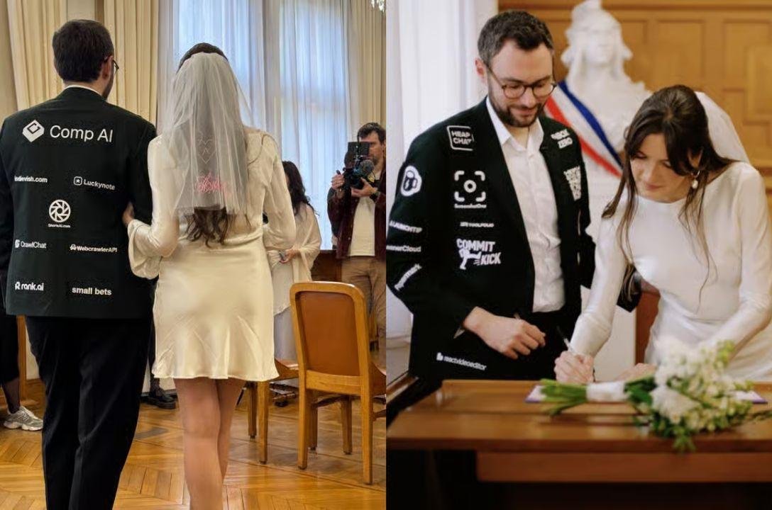 Noivo vende anúncios no terno para pagar o casamento