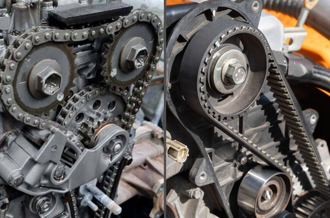 Qual é a diferença entre correia e corrente de comando?