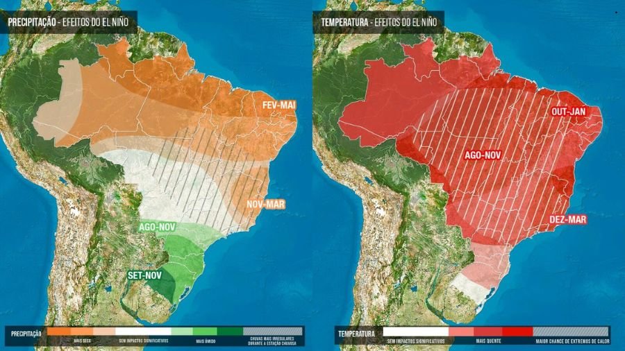Quando o El Ni&ntilde;o se fortalece, a frequ&ecirc;ncia de massas de ar frio pode diminuir em algumas regi&otilde;es do Brasil