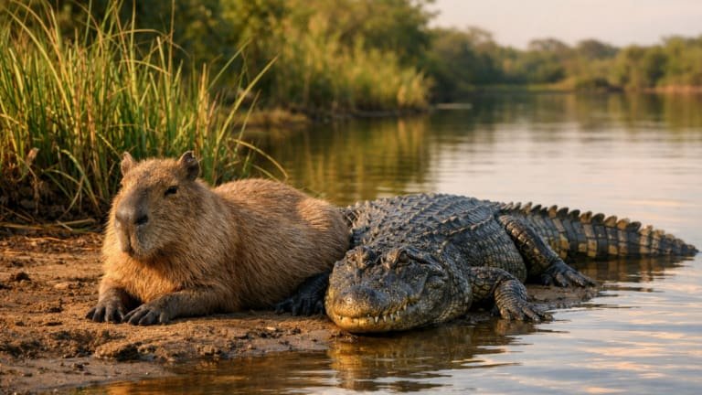 O que explica a convivência entre jacarés e capivaras?