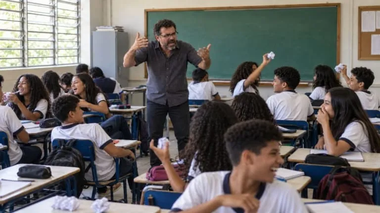 Professor brasileiro perde 21% do tempo de aula para tentar manter disciplina