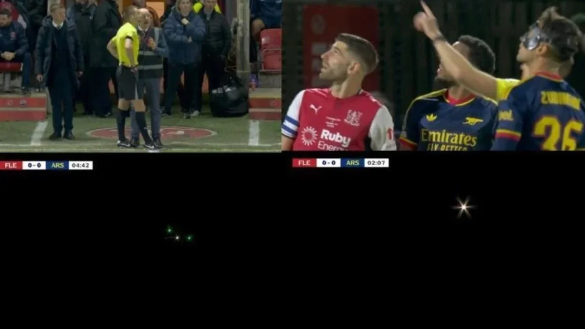 Um equipamento no céu conseguiu suspender temporariamente uma partida que reunia jogadores, arbitragem, transmissão e milhares de pessoas na arquibancada